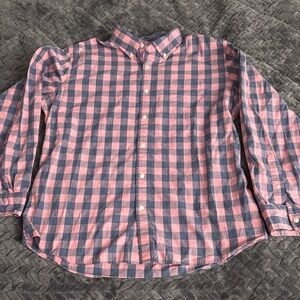 Goodthreads Men’s Large Casual Pink and Blue Plaid Shirt